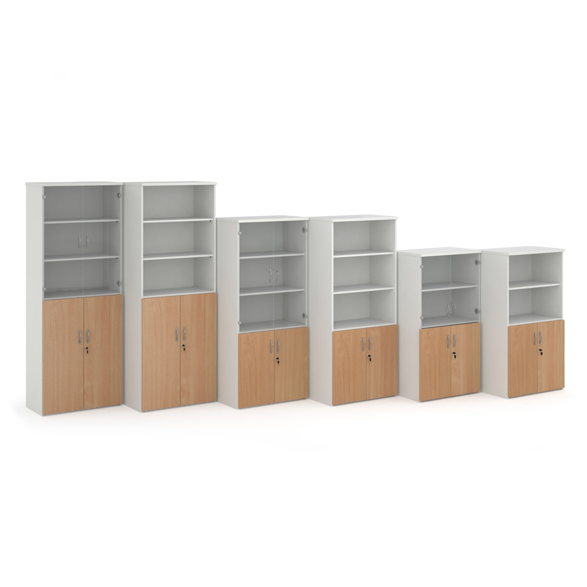 Duo combination unit with open top 1440mm high with 3 shelves - white with Beech lower doors - view 4