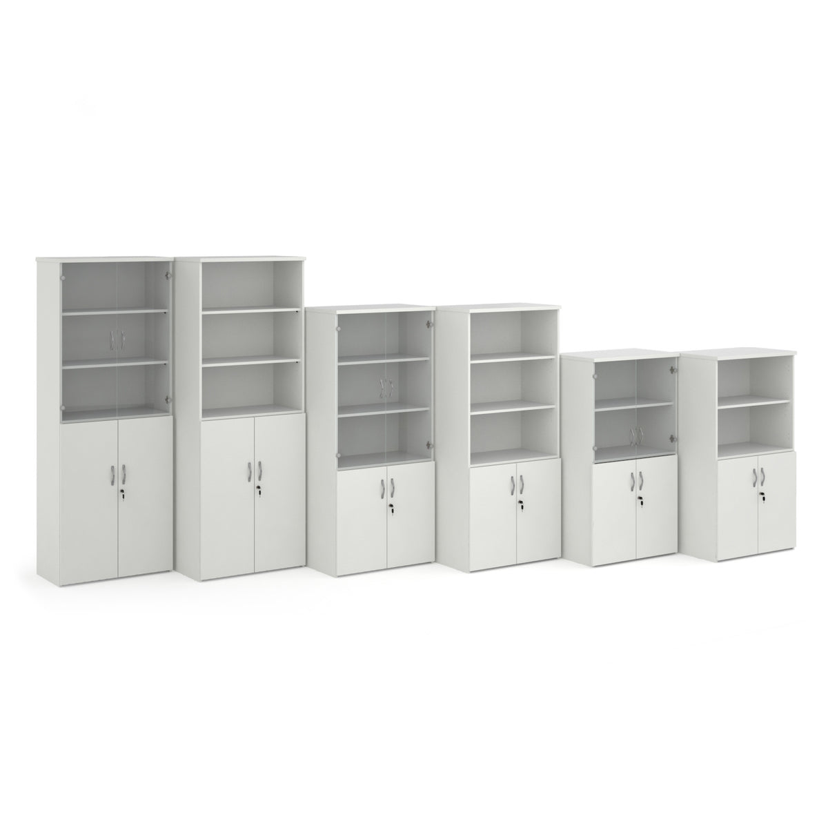 Duo combination unit with glass upper doors 1440mm high with 3 shelves - white - view 4