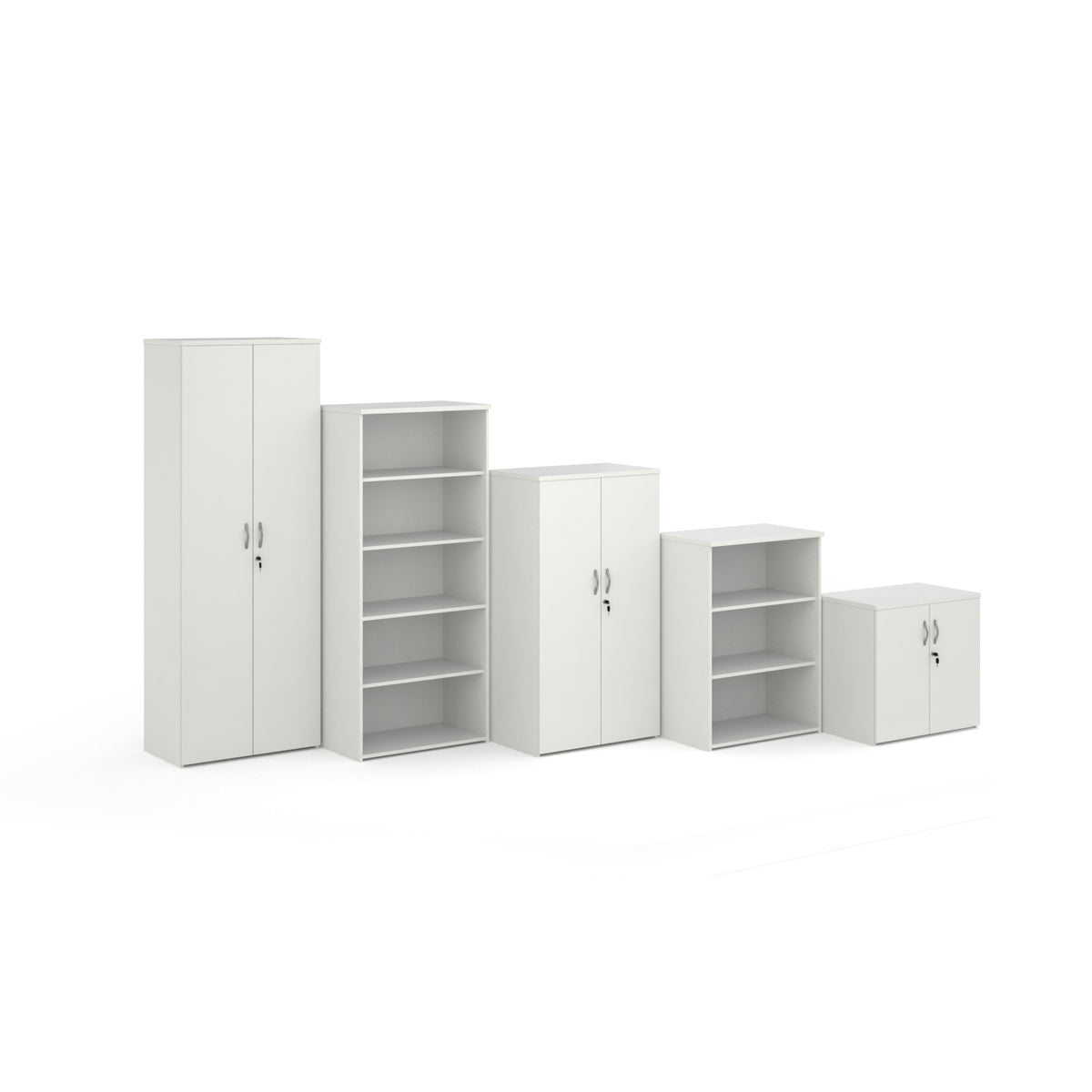 Duo double door cupboard 1090mm high with 2 shelves - white - view 4