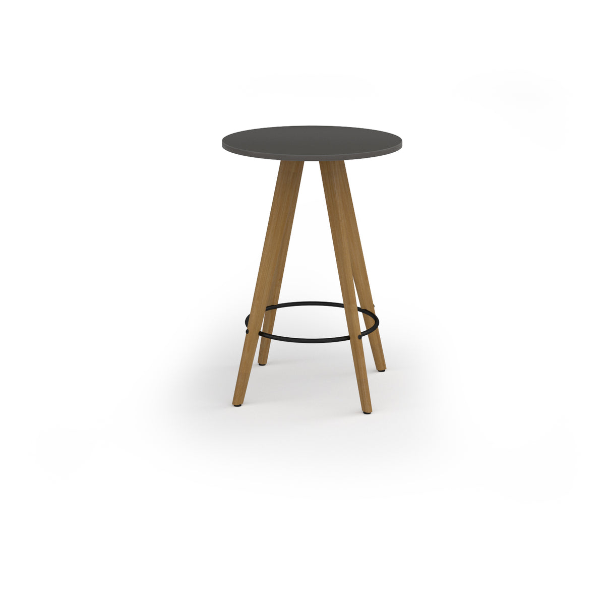 Unity circular poseur table 800dia with solid oak leg in onyx grey - view 1
