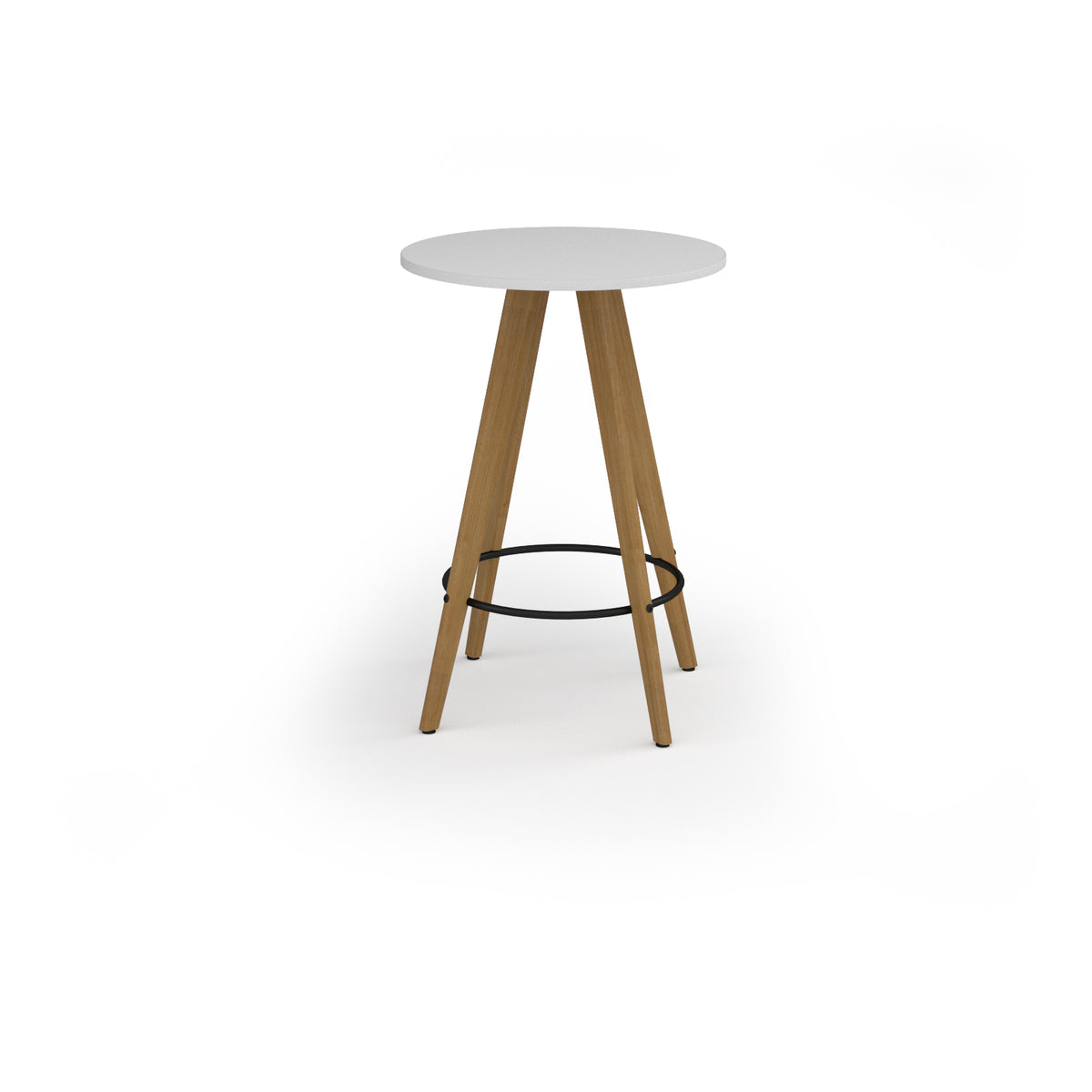 Unity circular poseur table 800dia with solid oak leg in white - view 1