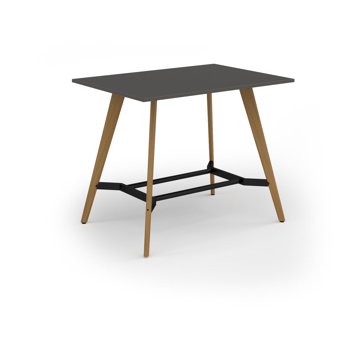 Unity poseur height worktable 1400w x 1000d with 4x solid oak legs, top in onyx grey - view 1
