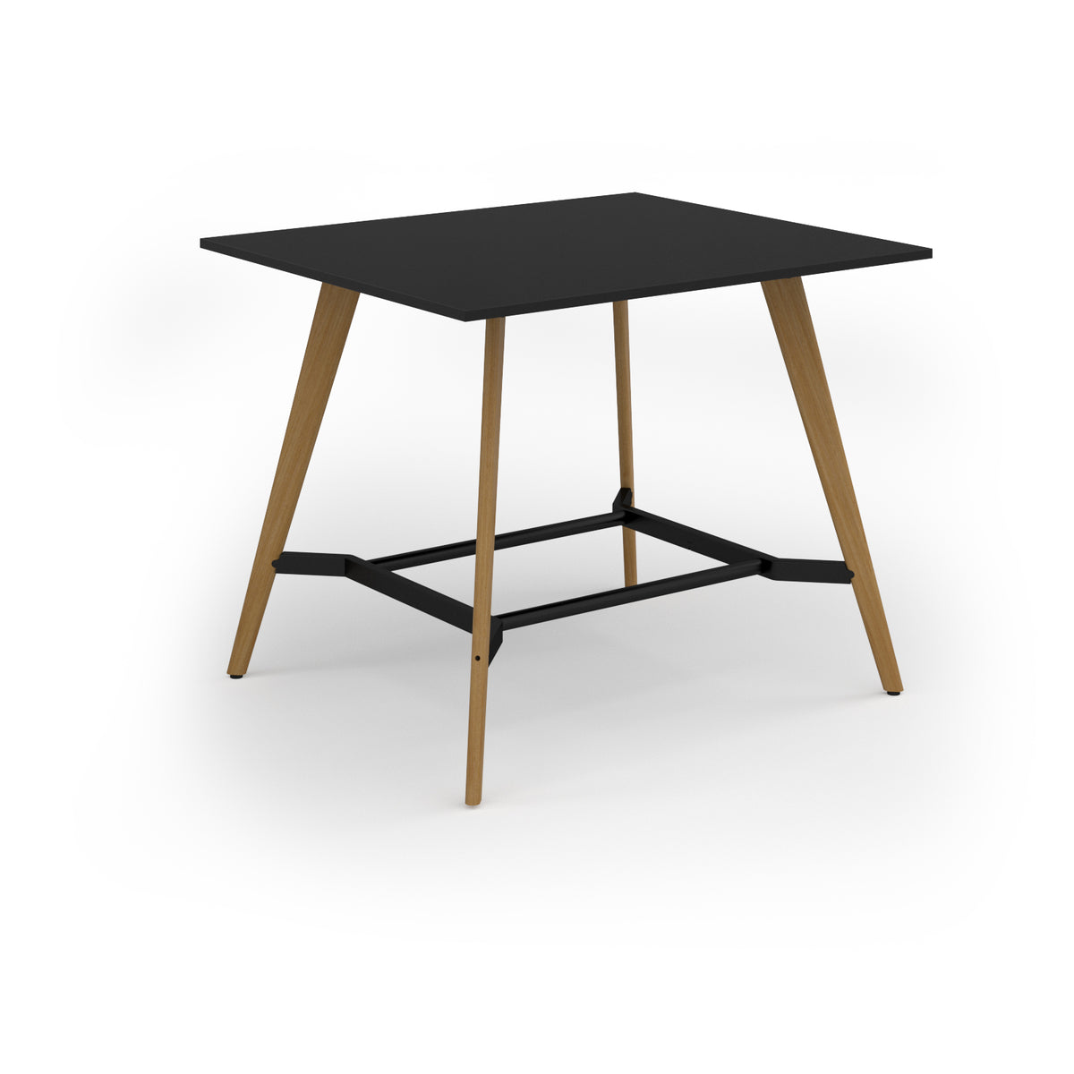 Unity poseur height worktable 1400w x 1200d with 4x solid oak legs, top in black - view 1