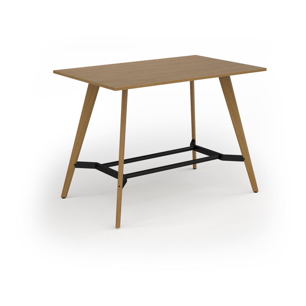 Unity poseur height worktable 1600w x 1000d with 4x solid oak legs, top in oak - view 1