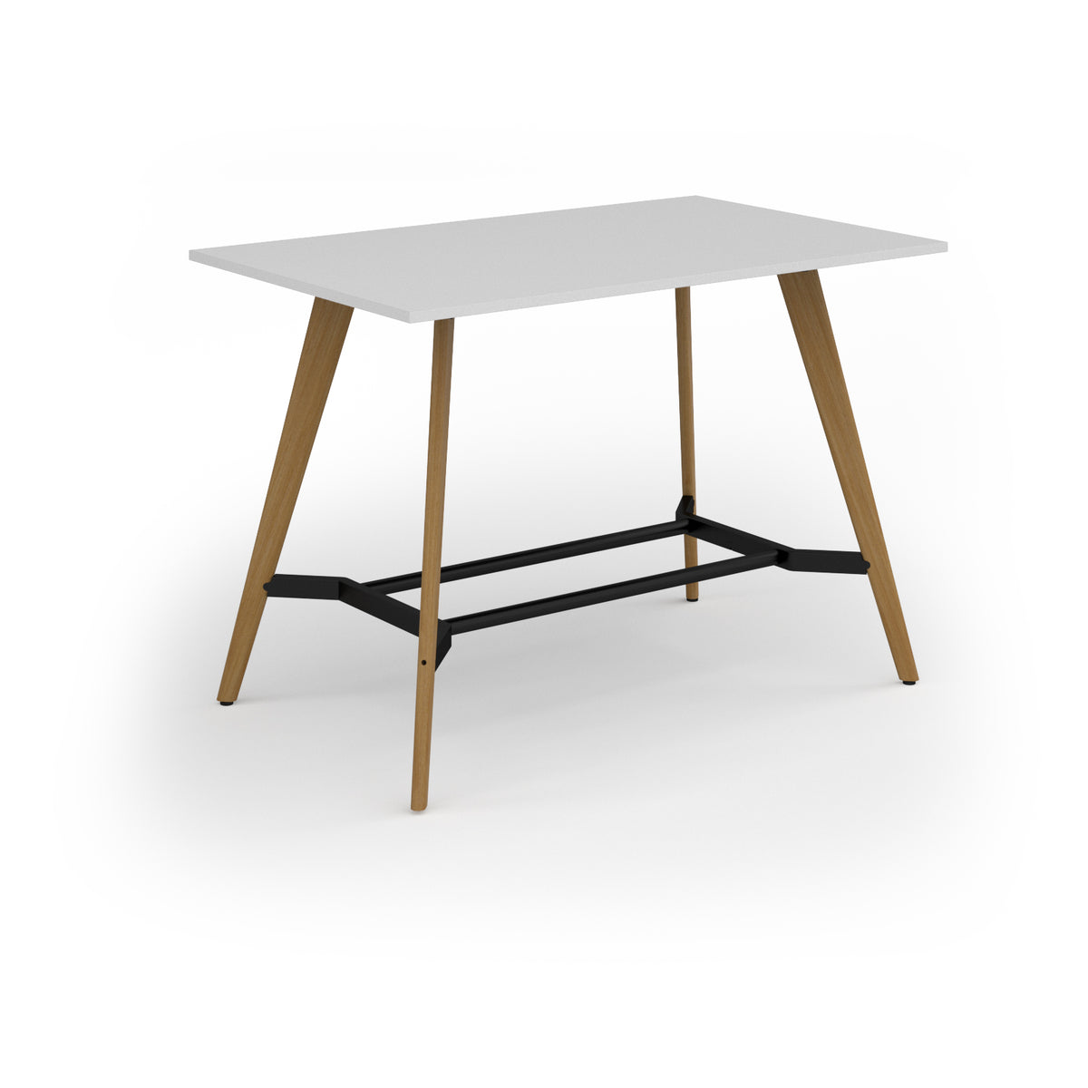Unity poseur height worktable 1600w x 1000d with 4x solid oak legs, top in white - view 1