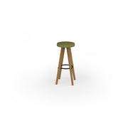 Unity tall upholstered stool 400dia with solidoaklegs - view 1
