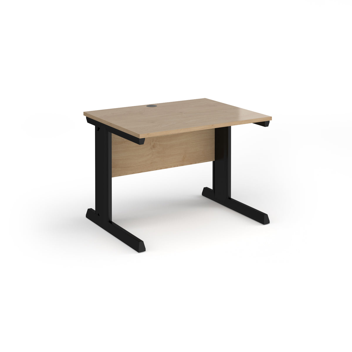 Vivo straight desk 1000mm x 800mm - black frame, Kendal Oak Top - view 1