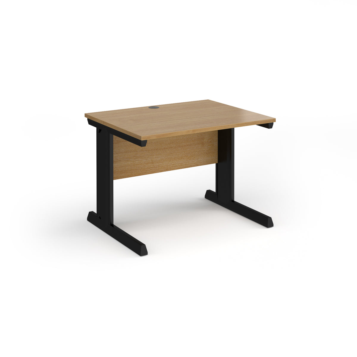 Vivo straight desk 1000mm x 800mm - black frame, Oak Top - view 1