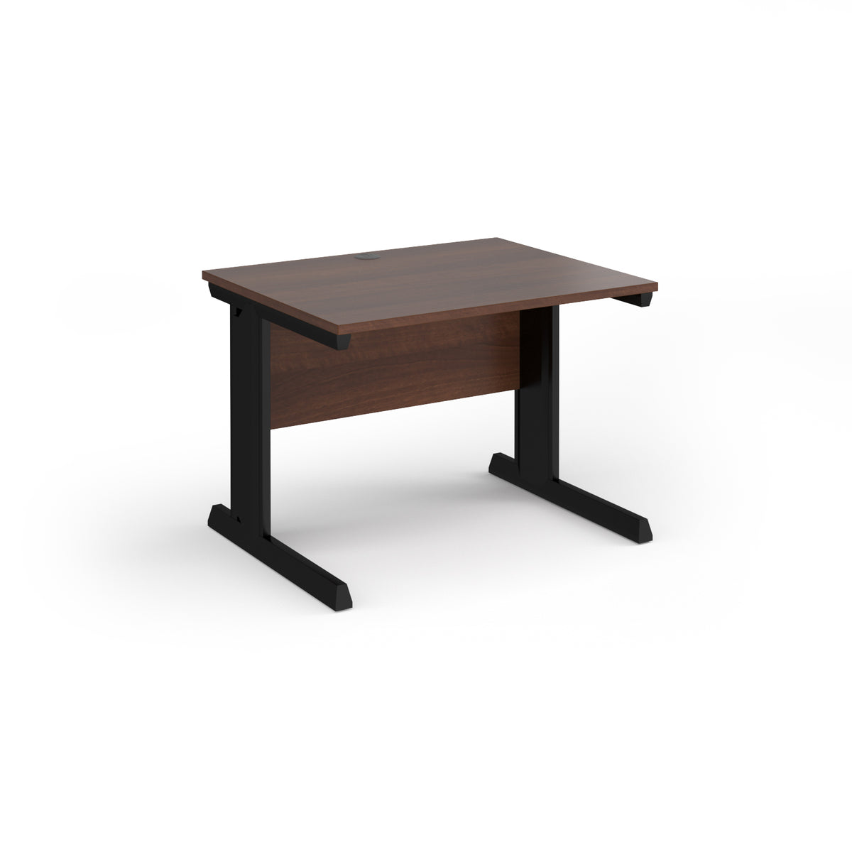 Vivo straight desk 1000mm x 800mm - black frame, Walnut top - view 1