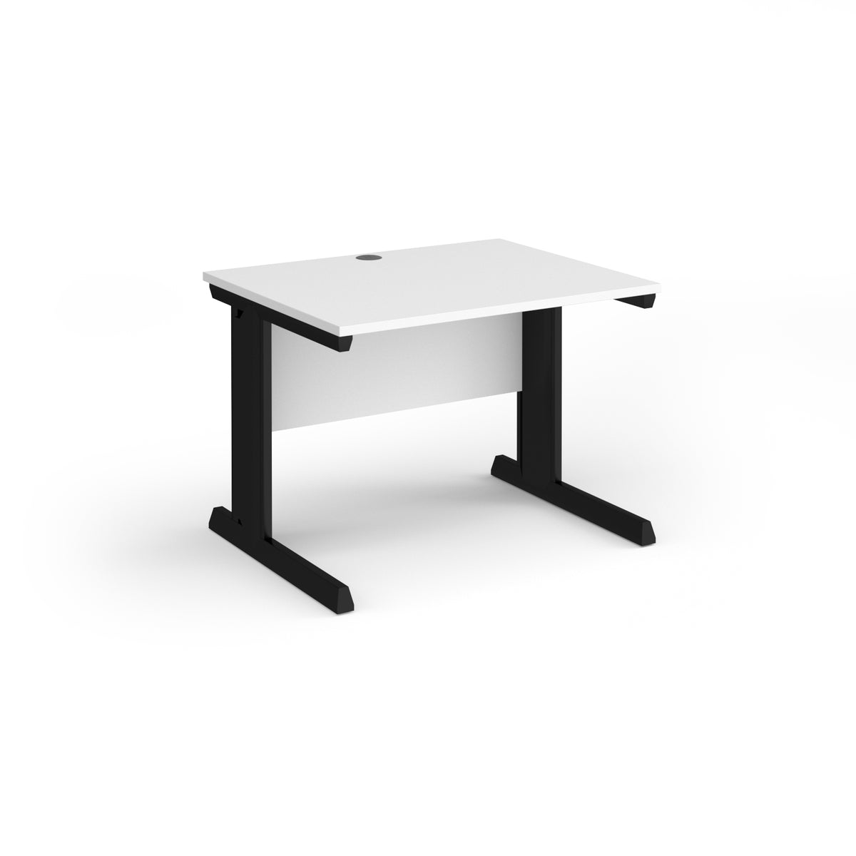 Vivo straight desk 1000mm x 800mm - black frame, White Top - view 1