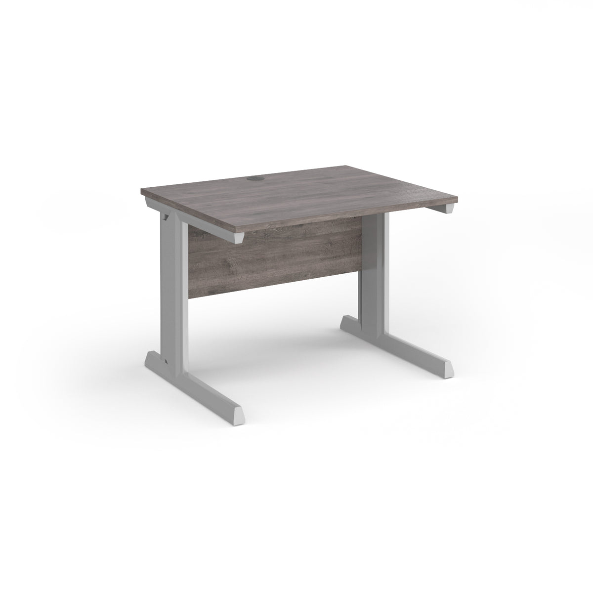 Vivo straight desk 1000mm x 800mm - silver frame, Grey Oak Top - view 1