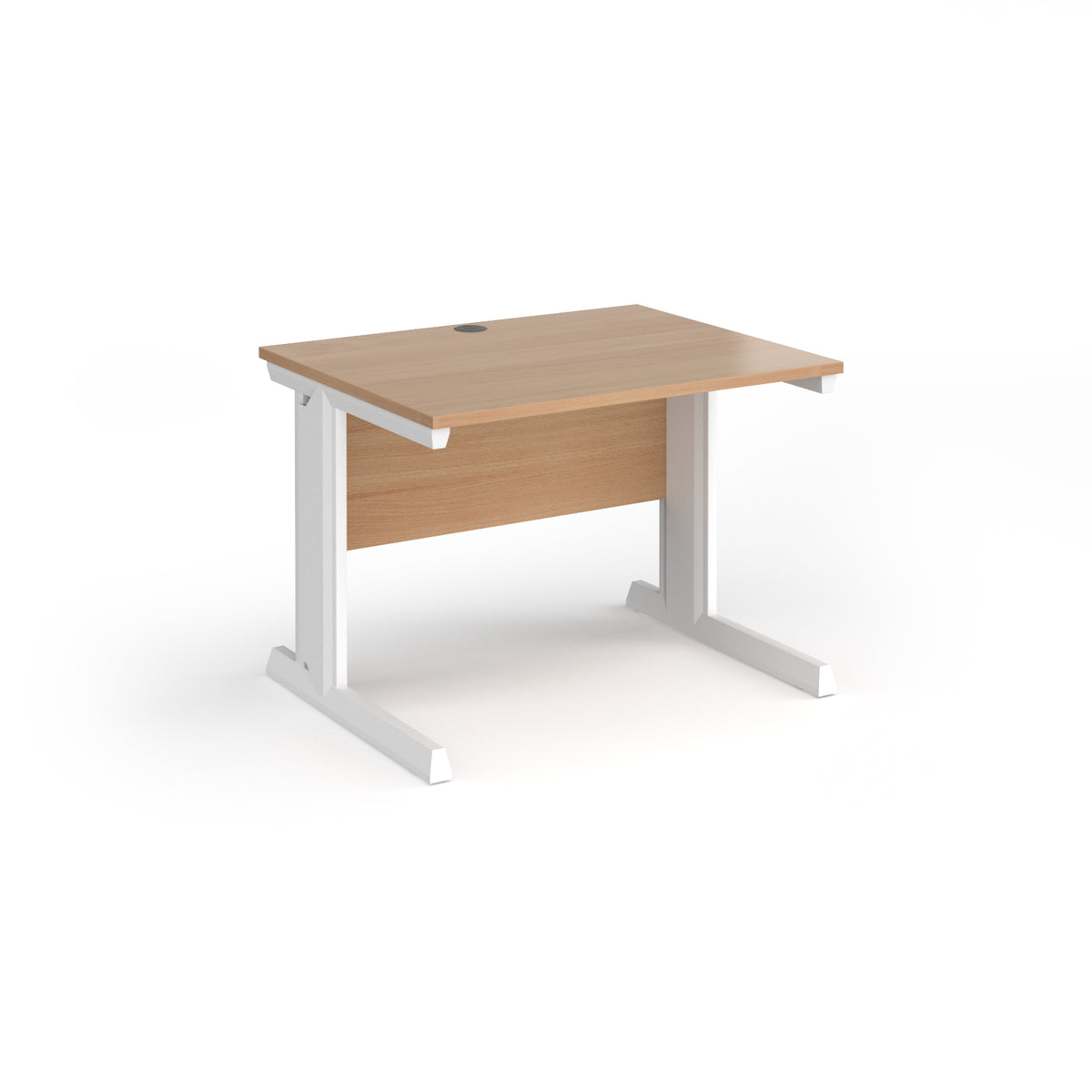 Vivo straight desk 1000mm x 800mm - white frame, Beech top - view 1