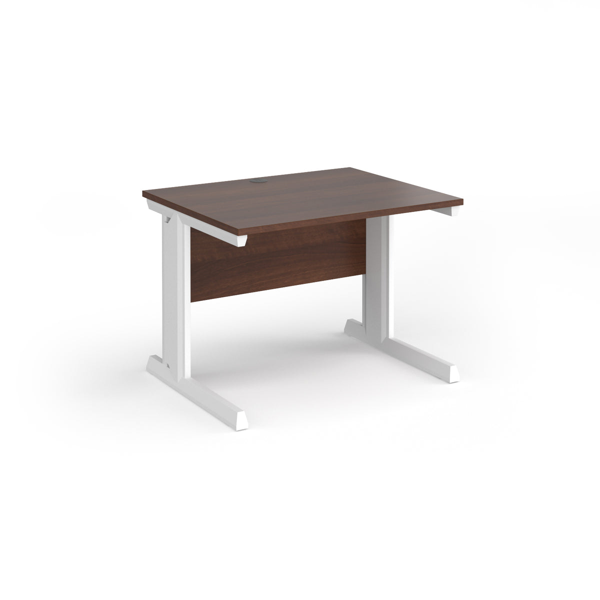 Vivo straight desk 1000mm x 800mm - white frame, Walnut top - view 1