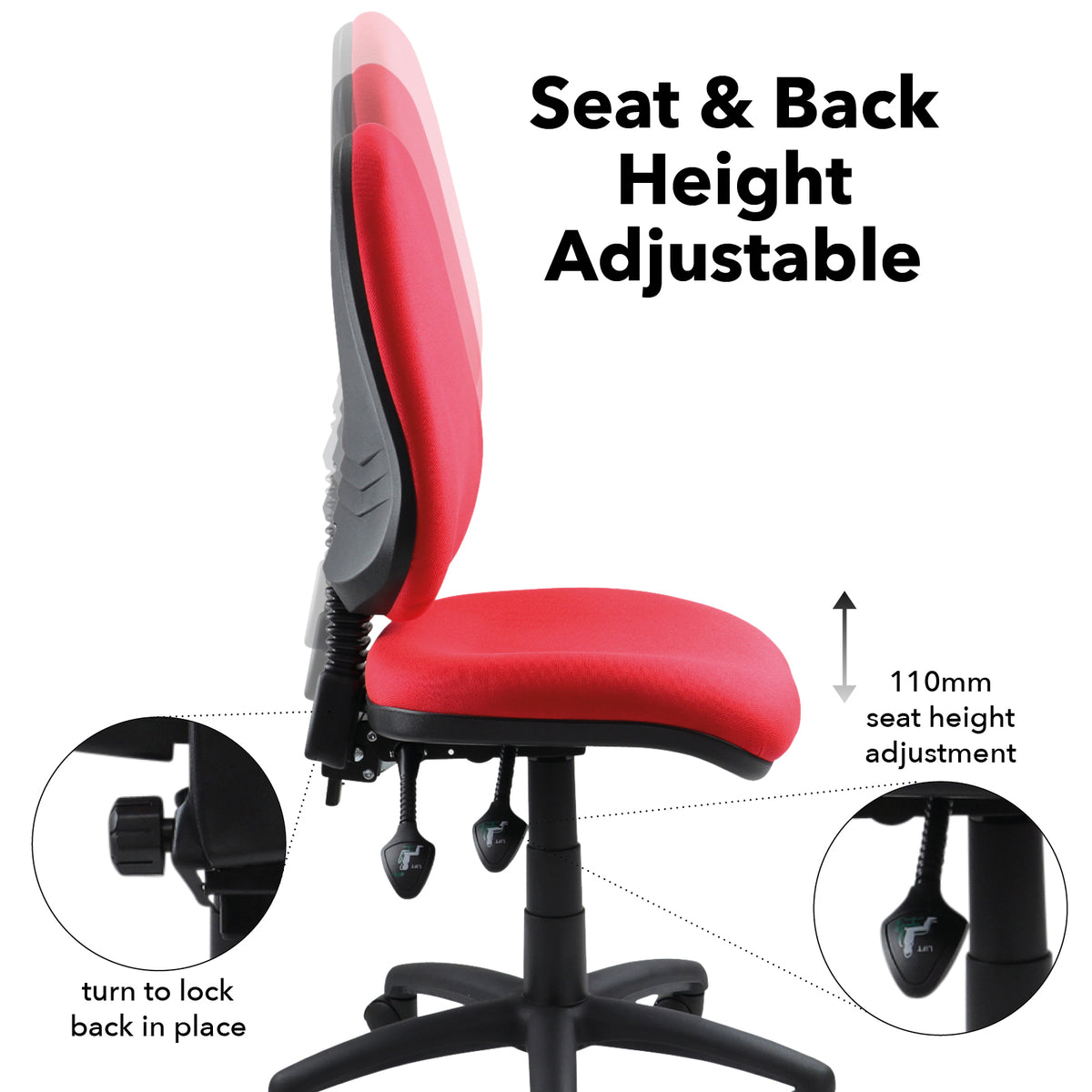 Vantage 100 2 lever PCB operators chair with no arms - red - view 3