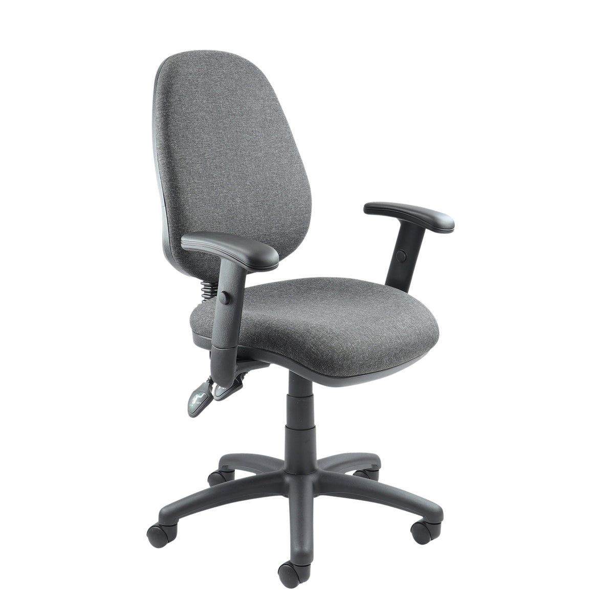 Vantage 100 2 lever PCB operators chair with adjustable arms - charcoal - view 1