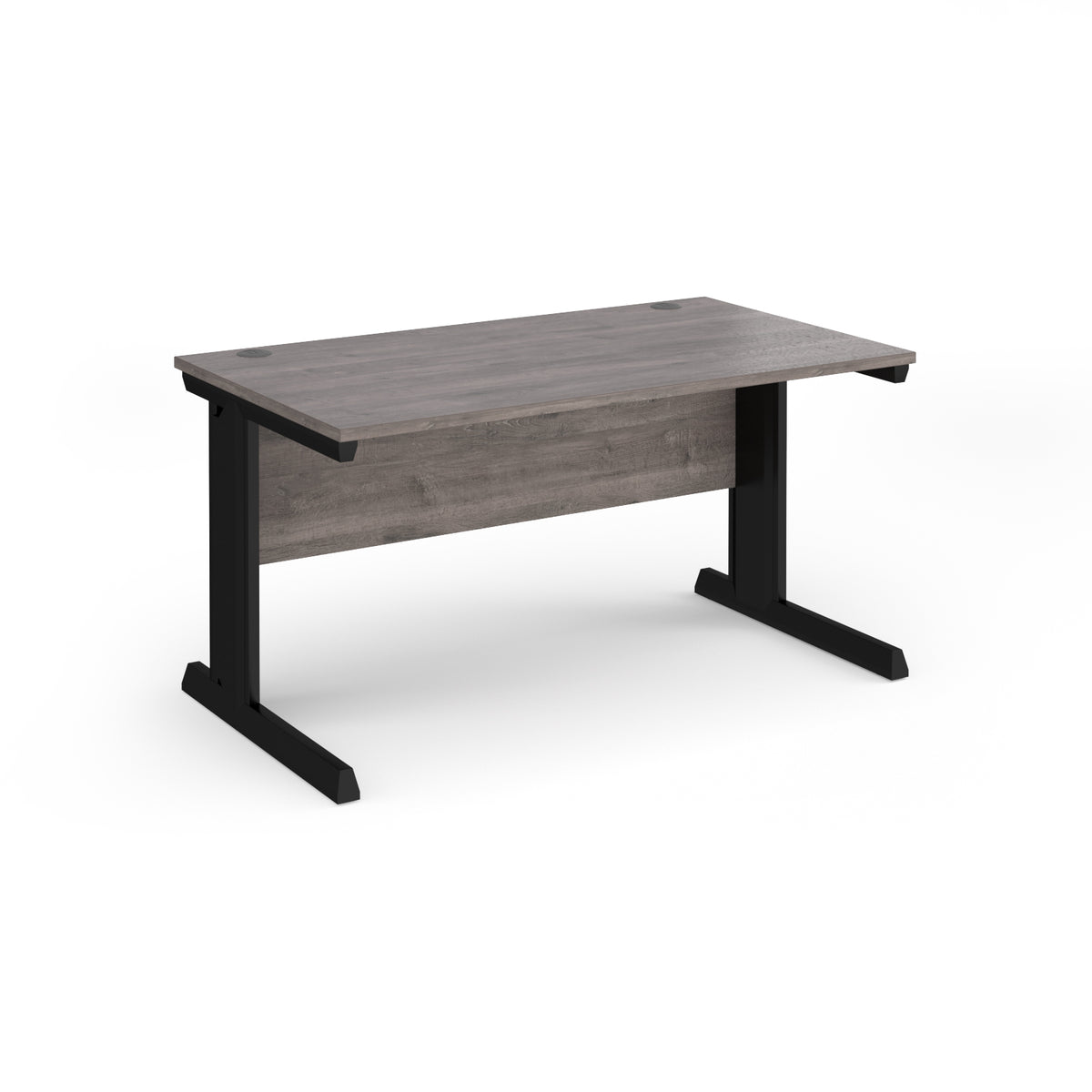 Vivo straight desk 1400mm x 800mm - black frame, Grey Oak Top - view 1