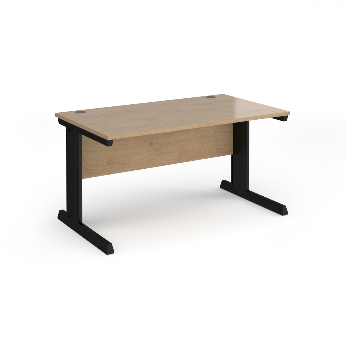 Vivo straight desk 1400mm x 800mm - black frame, Kendal Oak Top - view 1