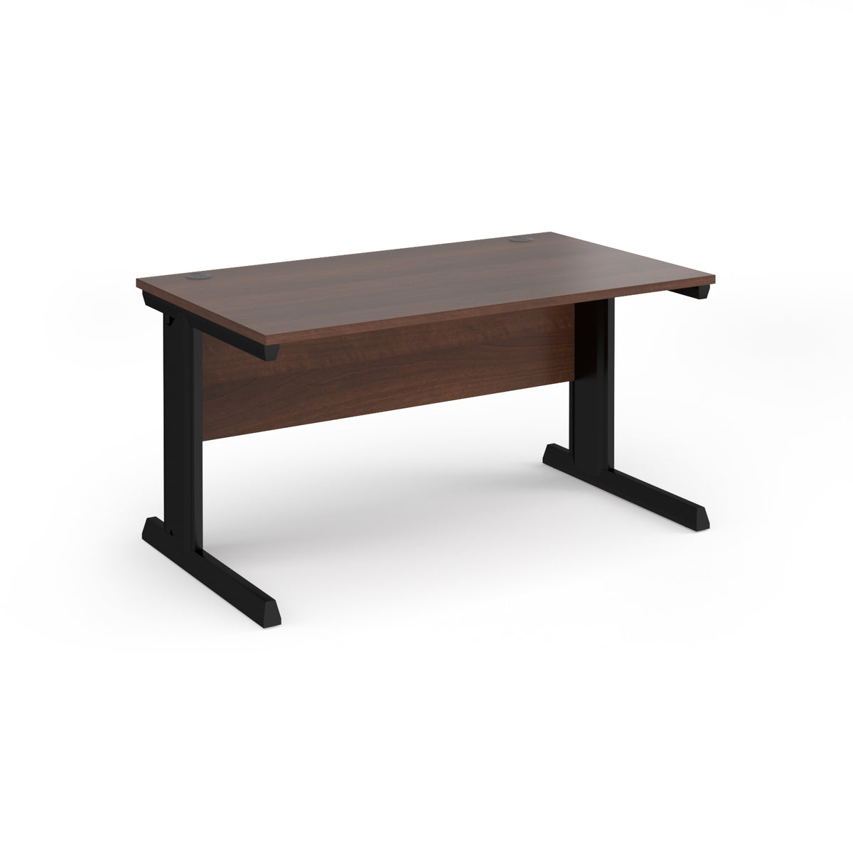 Vivo straight desk 1400mm x 800mm - black frame, Walnut top - view 1