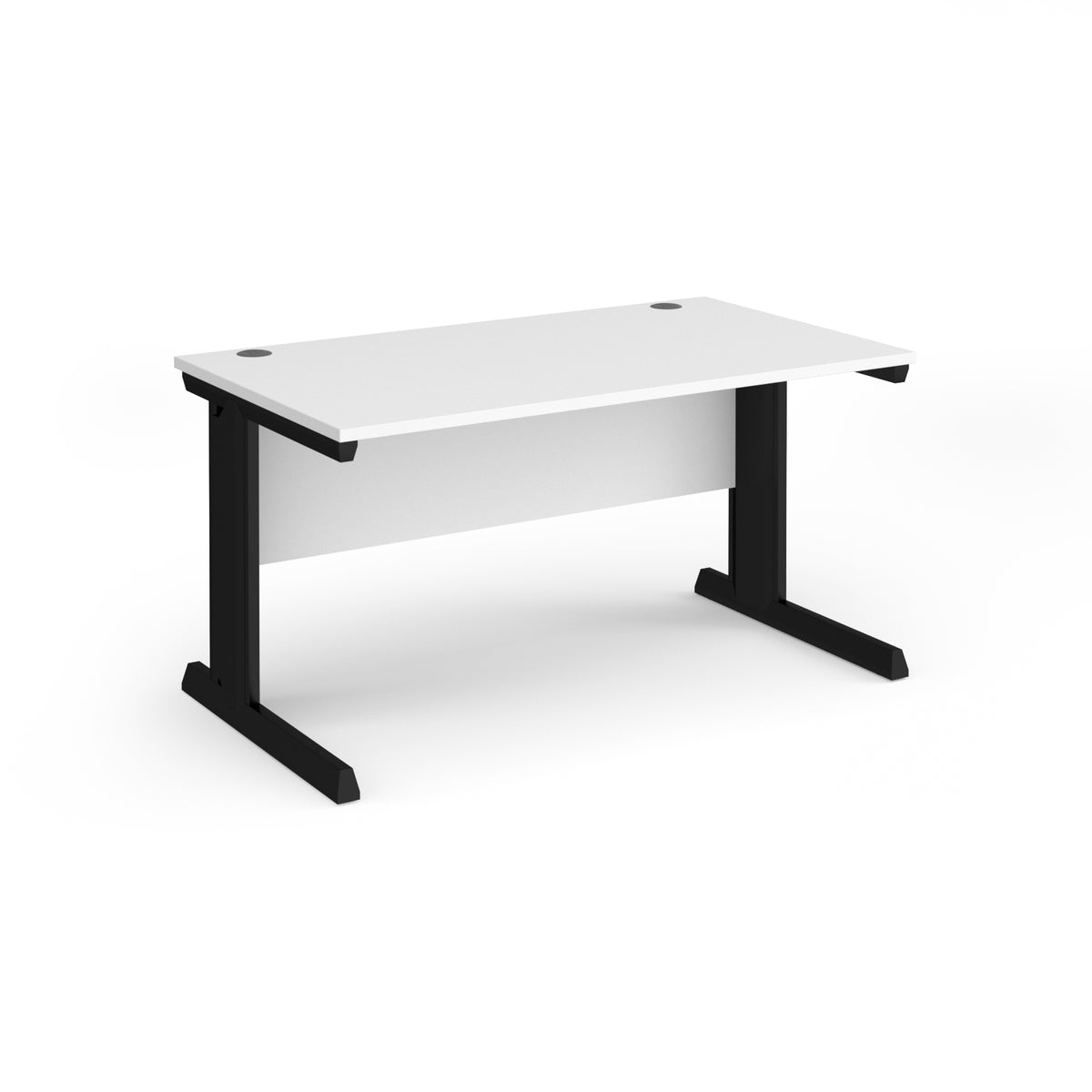 Vivo straight desk 1400mm x 800mm - black frame, White Top - view 1