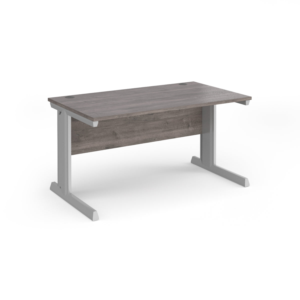 Vivo straight desk 1400mm x 800mm - silver frame, Grey Oak Top - view 1