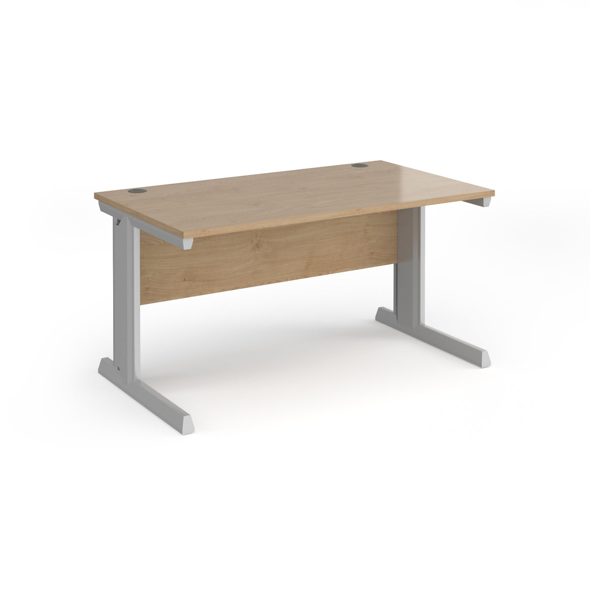 Vivo straight desk 1400mm x 800mm - silver frame, Kendal Oak Top - view 1