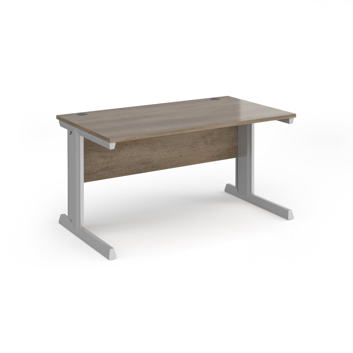 Vivo straight desk 1400mm x 800mm - silver frame, Nebraska Oak Top - view 1