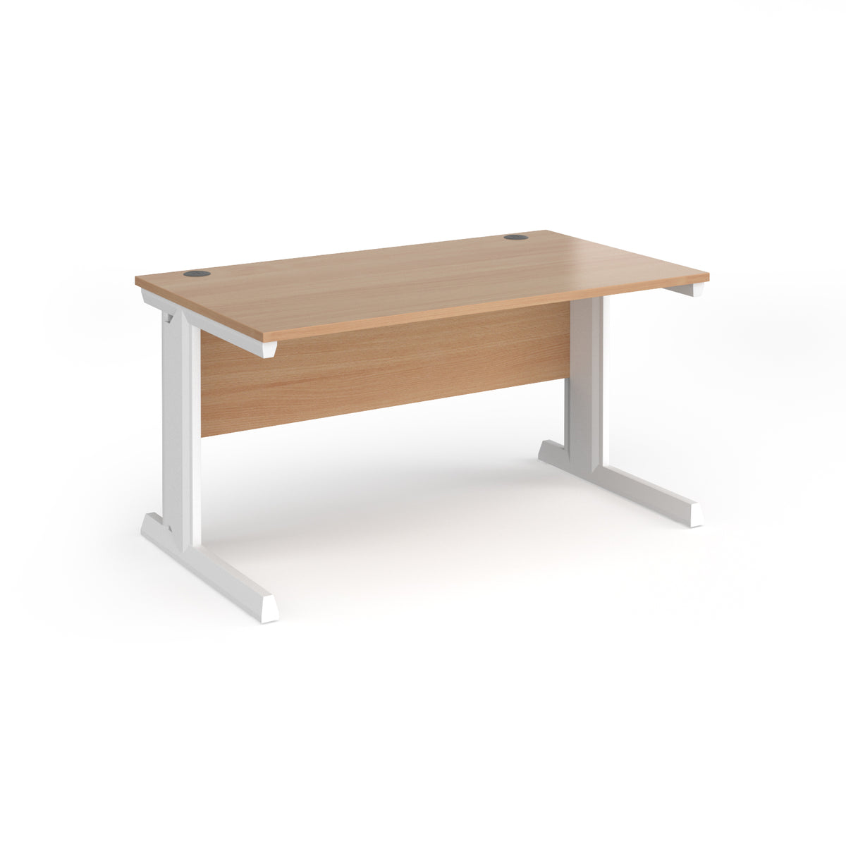 Vivo straight desk 1400mm x 800mm - white frame, Beech top - view 1