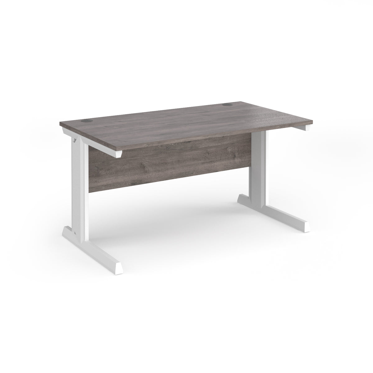 Vivo straight desk 1400mm x 800mm - white frame, Grey Oak Top - view 1