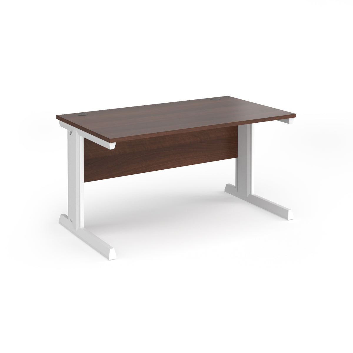 Vivo straight desk 1400mm x 800mm - white frame, Walnut top - view 1