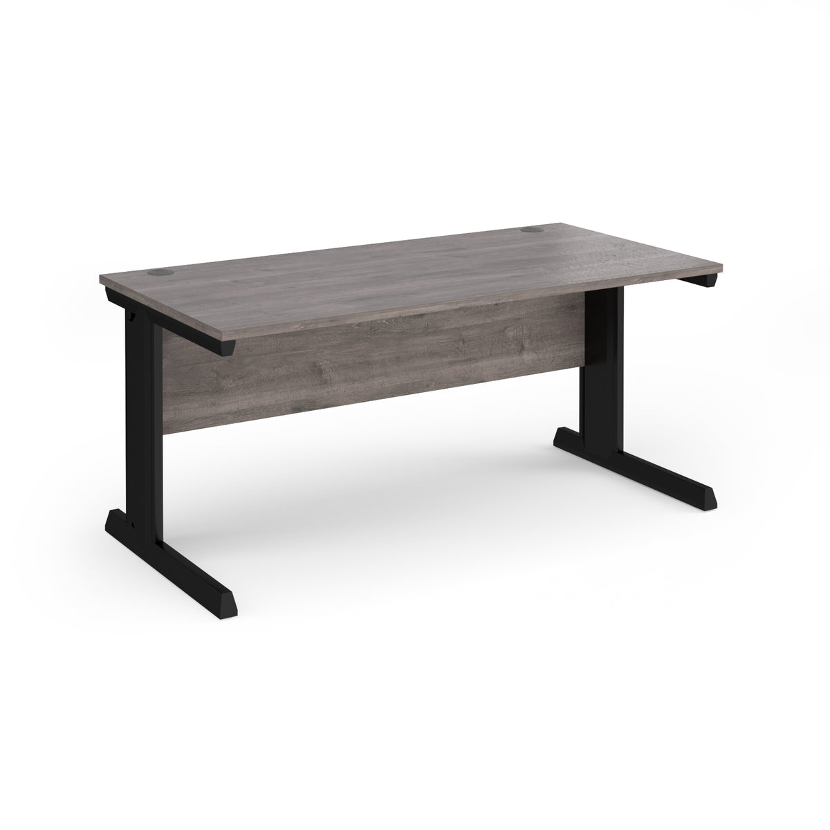 Vivo straight desk 1600mm x 800mm - black frame, Grey Oak Top - view 1