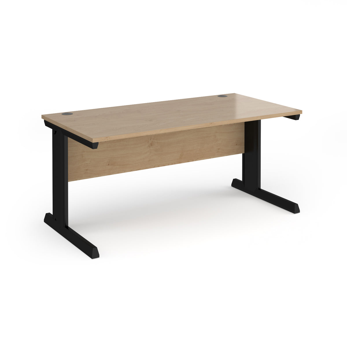 Vivo straight desk 1600mm x 800mm - black frame, Kendal Oak Top - view 1