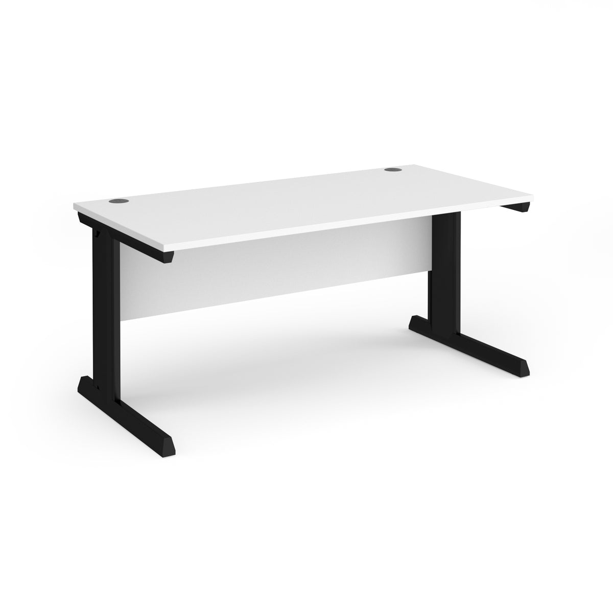 Vivo straight desk 1600mm x 800mm - black frame, White Top - view 1