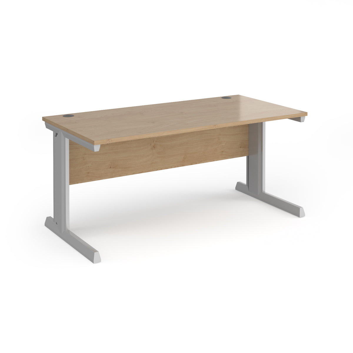 Vivo straight desk 1600mm x 800mm - silver frame, Kendal Oak Top - view 1