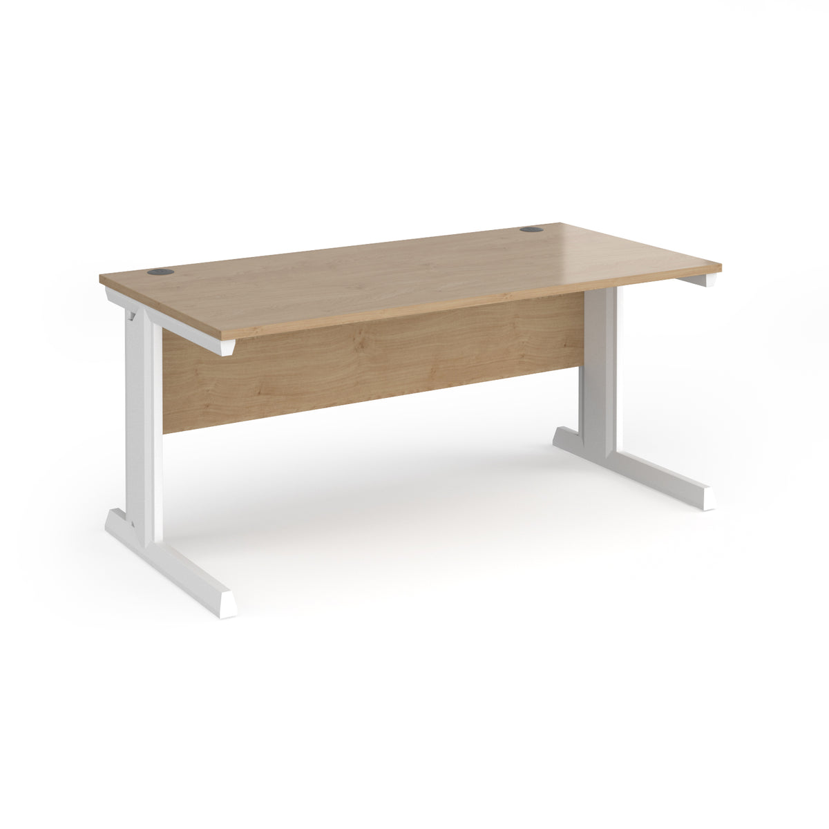 Vivo straight desk 1600mm x 800mm - white frame, Kendal Oak Top - view 1
