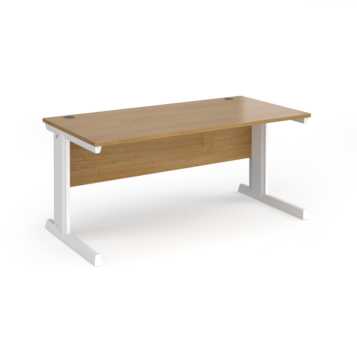 Vivo straight desk 1600mm x 800mm - white frame, Oak Top - view 1