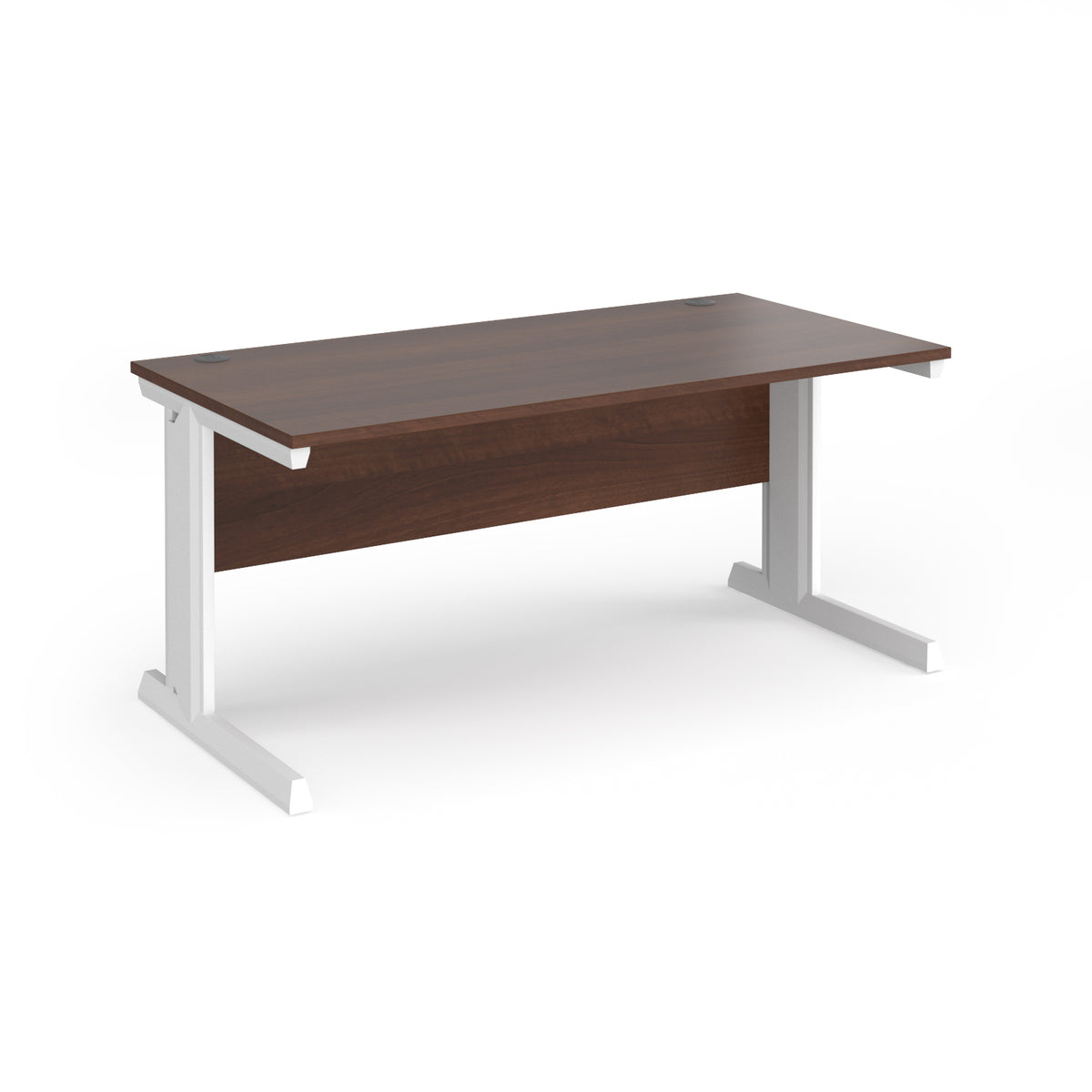 Vivo straight desk 1600mm x 800mm - white frame, Walnut top - view 1