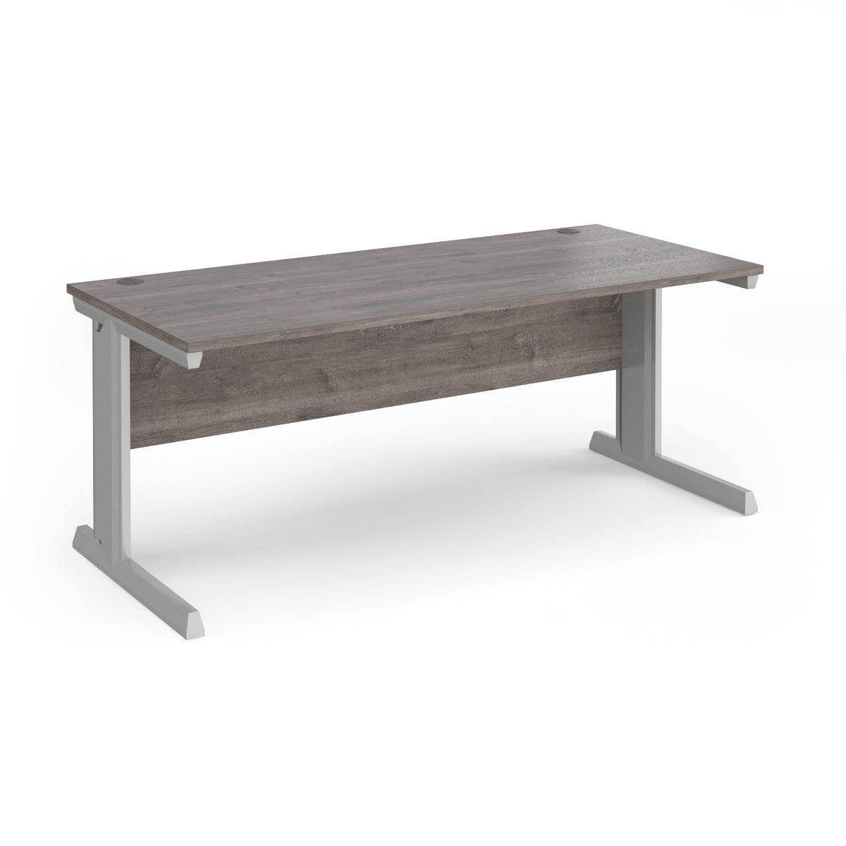 Vivo straight desk 1800mm x 800mm - silver frame, Grey Oak Top - view 1