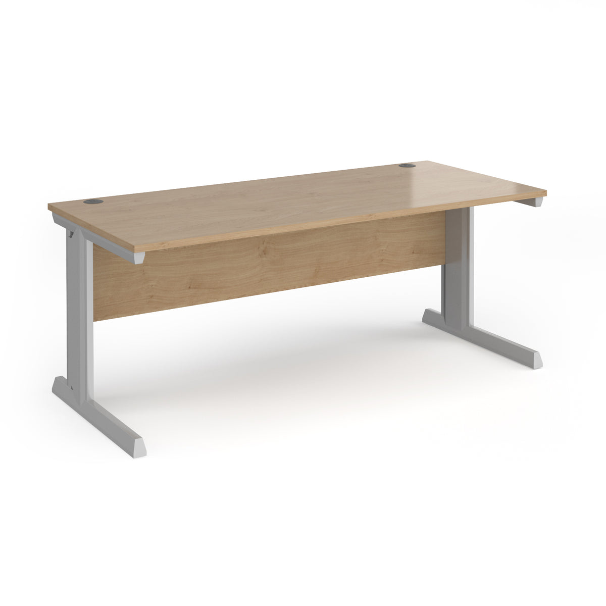 Vivo straight desk 1800mm x 800mm - silver frame, Kendal Oak Top - view 1