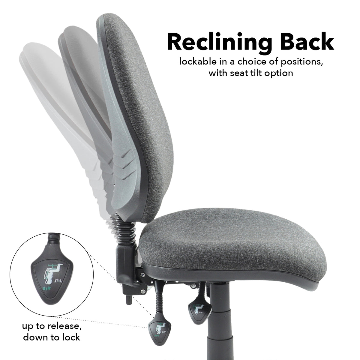 Vantage 200 3 lever asynchro operators chair with no arms - charcoal - view 2