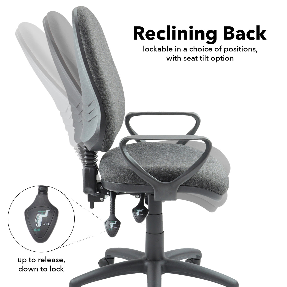 Vantage 200 3 lever asynchro operators chair with fixed arms - charcoal - view 2