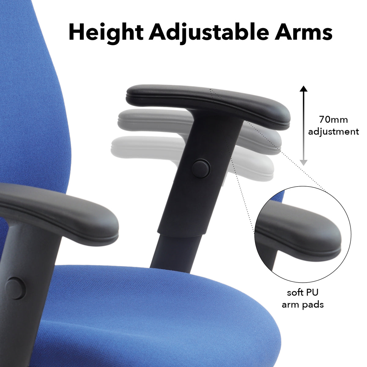 Vantage 200 3 lever asynchro operators chair with adjustable arms - blue - view 4