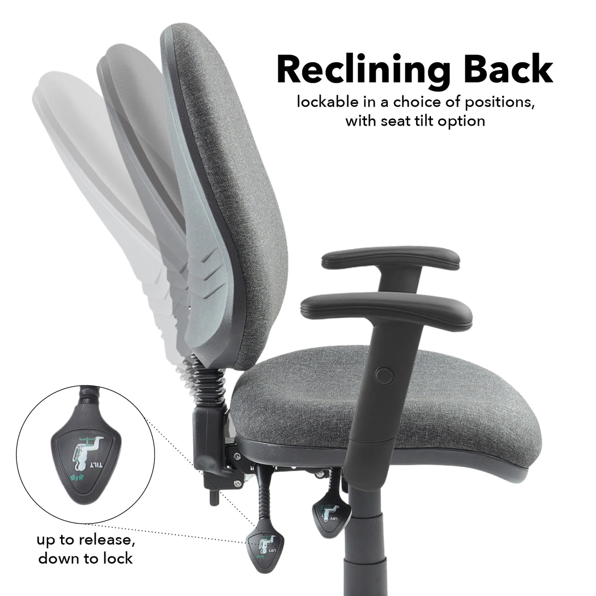Vantage 200 3 lever asynchro operators chair with adjustable arms - charcoal - view 2