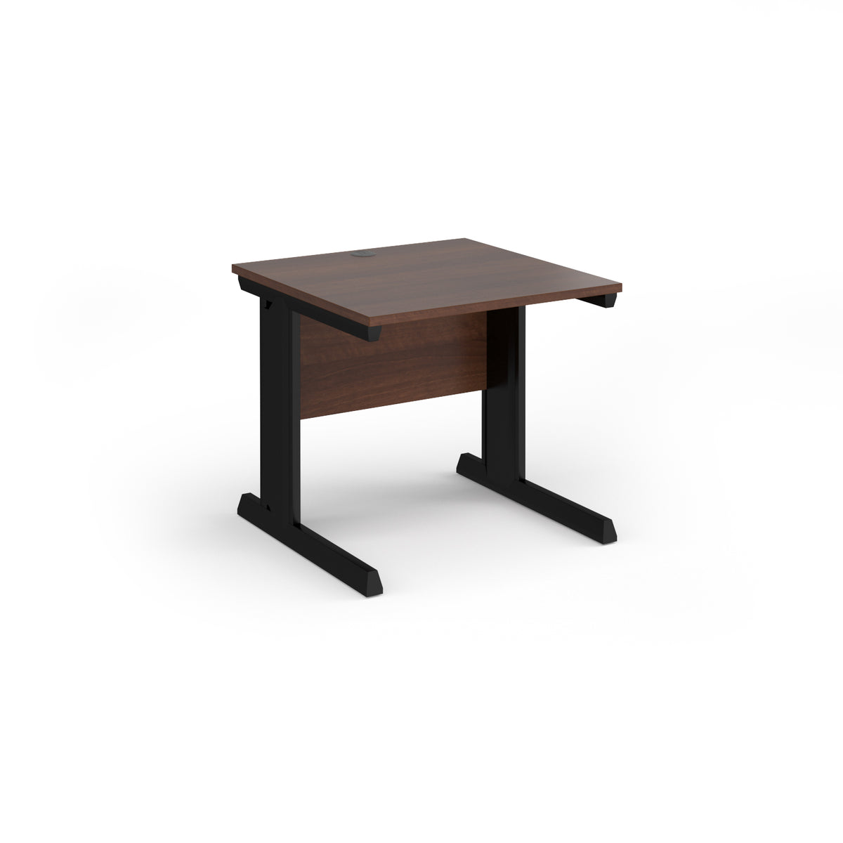 Vivo straight desk 800mm x 800mm - black frame, Walnut top - view 1