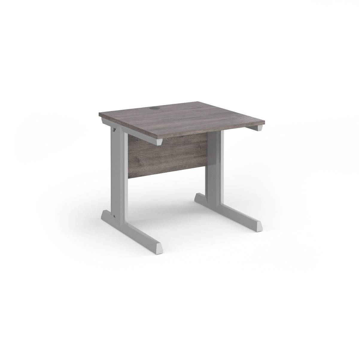 Vivo straight desk 800mm x 800mm - silver frame, Grey Oak Top - view 1