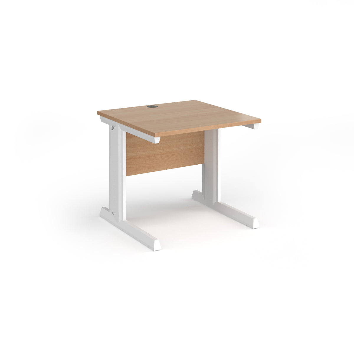 Vivo straight desk 800mm x 800mm - white frame, Beech top - view 1
