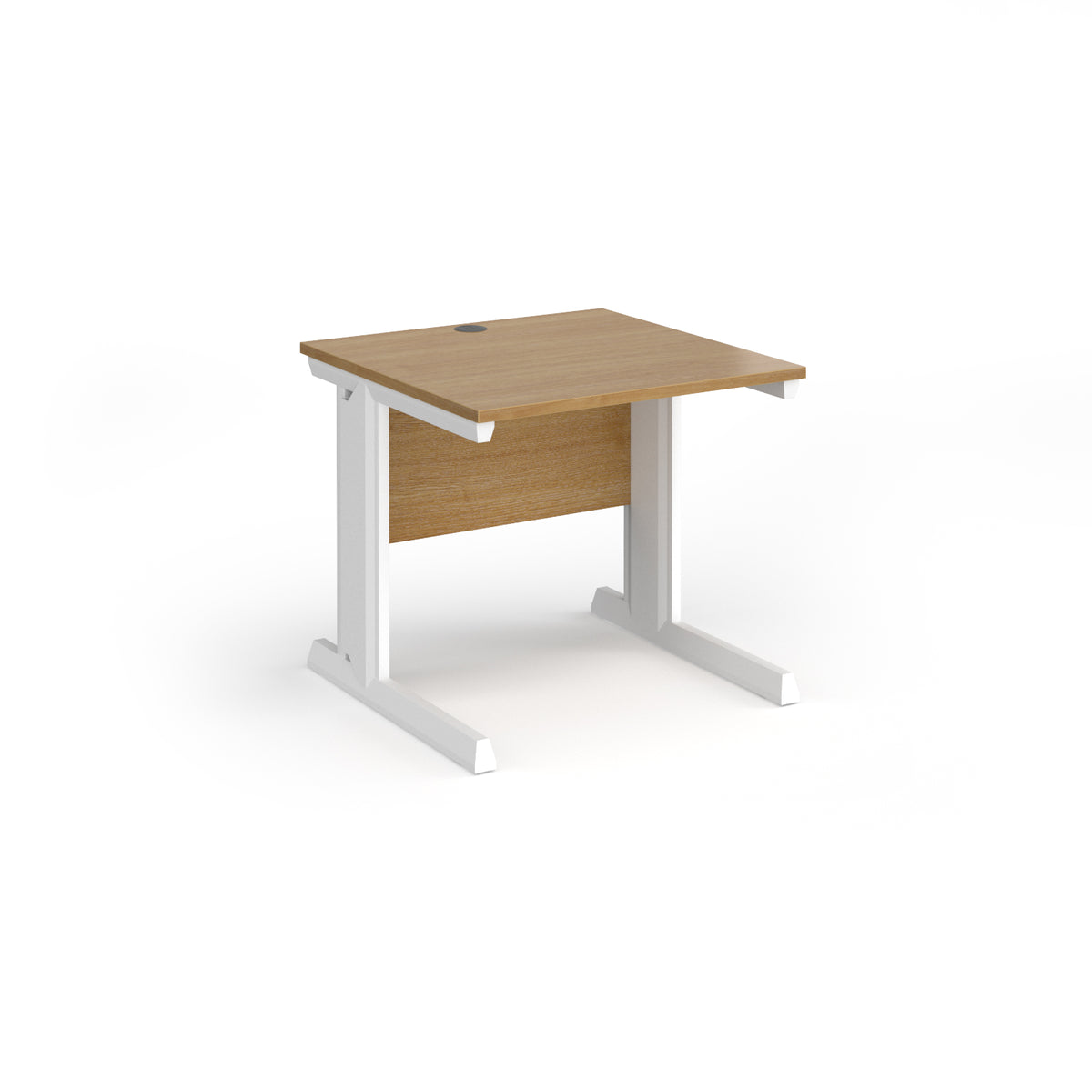 Vivo straight desk 800mm x 800mm - white frame, Oak Top - view 1