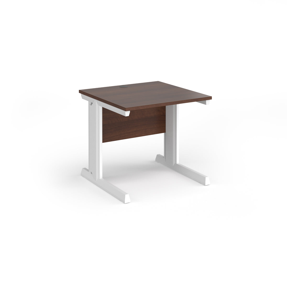 Vivo straight desk 800mm x 800mm - white frame, Walnut top - view 1