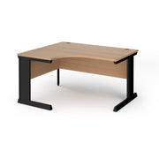 Vivo left hand ergonomic desk 1400mm - black frame, Beech top - view 1