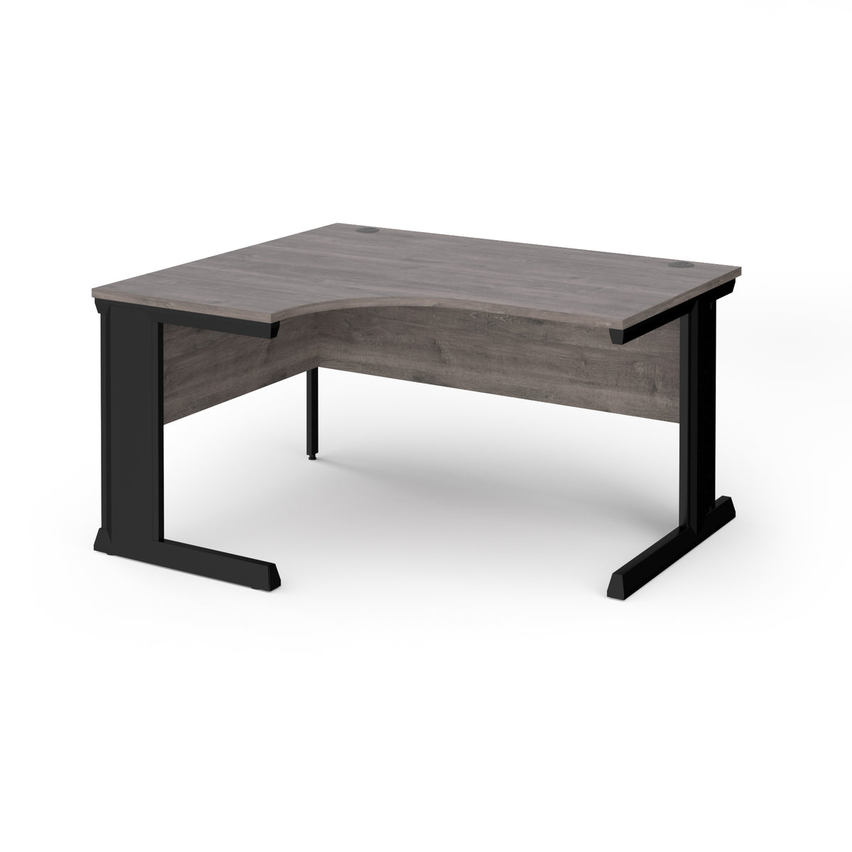 Vivo left hand ergonomic desk 1400mm - black frame, Grey Oak Top - view 1