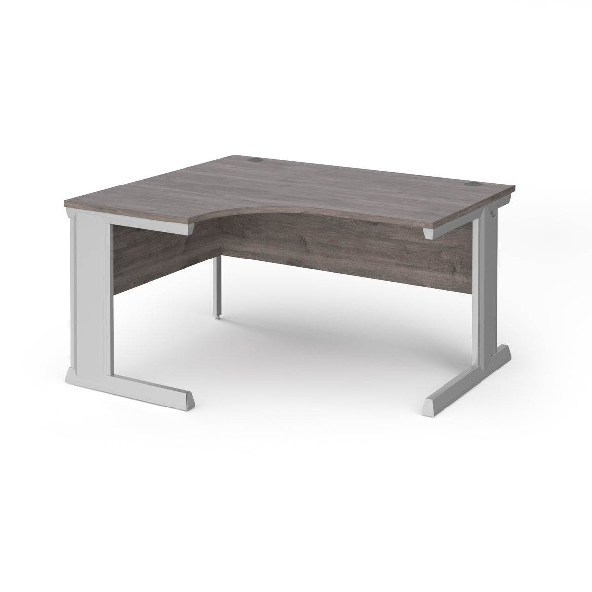 Vivo left hand ergonomic desk 1400mm - silver frame, Grey Oak Top - view 1